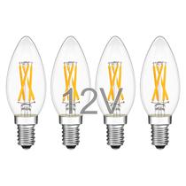 Lâmpadas LED de candelabro TOKCON 12V 4W E12 2700K, pacote com 4 Lâmpadas LED de candelabro TOKCON 12V 4W E12 2700K, pacote com 4
