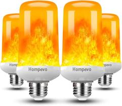 Lâmpadas LED de chama Hompavo atualizadas, 4 modos, brancas, pacote com 4 Lâmpadas LED de chama Hompavo atualizadas, 4 modos, brancas, pacote com 4