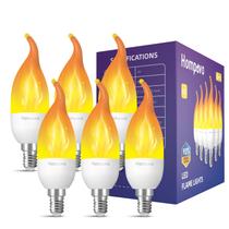 Lâmpadas LED de chama Hompavo atualizadas de 3 modos E12, pacote com 6 Lâmpadas LED de chama Hompavo atualizadas de 3 modos E12, pacote com 6