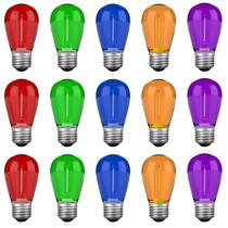 Lâmpadas LED de corda VISTERLITE S14 1W, pacote com 15 unidades, E26, multicoloridas Lâmpadas LED de corda VISTERLITE S14 1W, pacote com 15 unidades, E26, multicoloridas