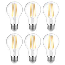 Lâmpadas LED de filamento Ascher A19 6W 2700K E26, pacote com 6 Lâmpadas LED de filamento Ascher A19 6W 2700K E26, pacote com 6
