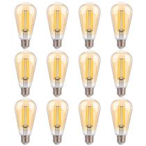 Lâmpadas LED Edison FLSNT ST19 8W 900LM 2450K brancas quentes, pacote com 12