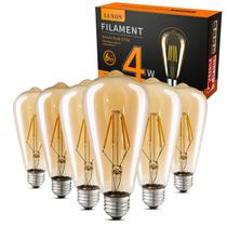Lâmpadas LED Edison LUXON de vidro âmbar regulável 4W 2700K E26, pacote com 6