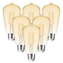 Lâmpadas LED Edison Q&S ST64 6W 2300K Âmbar 700 Lumens Kit com 6 Lâmpadas LED Edison Q&S ST64 6W 2300K Âmbar 700 Lumens Kit com 6