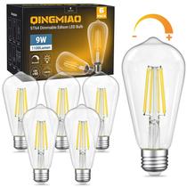 Lâmpadas LED Edison Qingmiao reguláveis de 9 W (equivalente a 80 W) 4000 K, pacote com 6 Lâmpadas LED Edison Qingmiao reguláveis de 9 W (equivalente a 80 W) 4000 K, pacote com 6