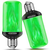 Lâmpadas LED Flame Vicstone E26 27 Green, pacote com 2