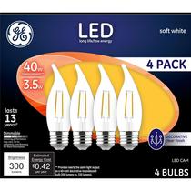 Lâmpadas LED GE 40W Soft White Decorative Clear (pacote com 4) Lâmpadas LED GE 40W Soft White Decorative Clear (pacote com 4)