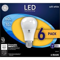 Lâmpadas LED GE 60W Soft White A19 800 lúmens (pacote com 6) Lâmpadas LED GE 60W Soft White A19 800 lúmens (pacote com 6)