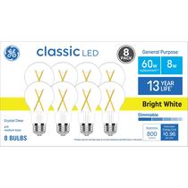 Lâmpadas LED GE Classic 60W 800lm A19 Bright White, pacote com 8 Lâmpadas LED GE Classic 60W 800lm A19 Bright White, pacote com 8
