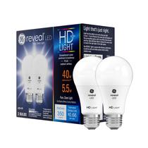 Lâmpadas LED GE Reveal HD+ 40W A19 350lm, pacote com 2 Lâmpadas LED GE Reveal HD+ 40W A19 350lm, pacote com 2