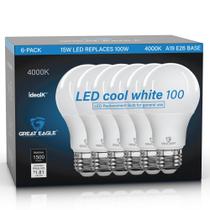Lâmpadas LED Great Eagle A19 15W 1500lm 4000K (pacote com 6)