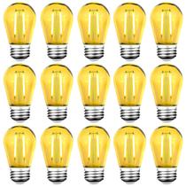 Lâmpadas LED GUILEDUO S14 Amarelas 2W, Pacote com 15, 120V, E26 Base
