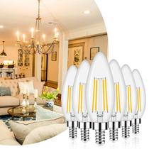 Lâmpadas LED Honesorn E12 Candelabra 4W 2700K, pacote com 6