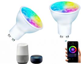 Lâmpadas LED inteligentes Wixann GU10 reguláveis RGB WiFi Bluetooth, pacote com 2 unidades