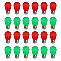 Lâmpadas LED Jslinter Colorida String 1W E26, pacote com 24 unidades, vermelho/verde