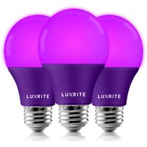 Lâmpadas LED LUXRITE A19 Purple 8W (pacote com 3) equivalentes a 60W