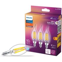Lâmpadas LED Philips 5W (60W) BA11 E12 Base 2700K 500lm, pacote com 3