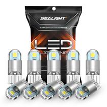 Lâmpadas LED SEALIGHT 194 6000K brancas T10 W5W Pacote com 10