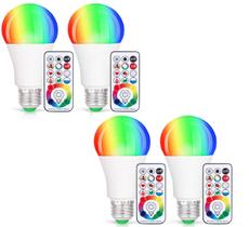 Lâmpadas LED SUNNEST Dimmable E26 10W RGBW, pacote com 4 unidades com controle remoto