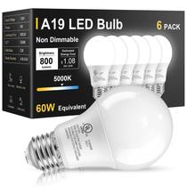 Lâmpadas LED TJOY A19 9W 5000K Luz do Dia Pacote com 6 Lâmpadas LED TJOY A19 9W 5000K Luz do Dia Pacote com 6