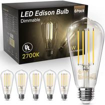 Lâmpadas LED TJOY Edison 8W 800LM 2700K E26 reguláveis, pacote com 6 Lâmpadas LED TJOY Edison 8W 800LM 2700K E26 reguláveis, pacote com 6