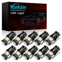 Lâmpadas LED Yorkim 194 T10 brancas 6000K Super Bright (x10)