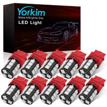 Lâmpadas LED Yorkim 3157 vermelhas 12V para luzes de freio de carro x10
