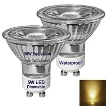 Lâmpadas LED Zorvoxly Waterproof 5W GU10 3000K reguláveis, pacote com 2