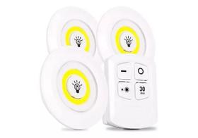 Lampadas Luminária Led Controle Sem Fio Spot Remoto Sensor Kit 3 Peças