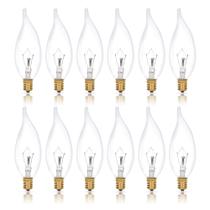 Lâmpadas Simba Lighting Candelabra Flame Tip Clear CA10 25W E12 Base (pacote com 12) 120V Warm White 2700K