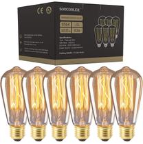 Lâmpadas SooCooler Edison 25W de vidro transparente incandescente (pacote com 6) Lâmpadas SooCooler Edison 25W de vidro transparente incandescente (pacote com 6)