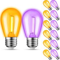 Lâmpadas String JAHEKS, pacote com 12 lâmpadas LED laranja, roxo, 1W, E26 Lâmpadas String JAHEKS, pacote com 12 lâmpadas LED laranja, roxo, 1W, E26