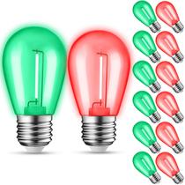 Lâmpadas String JAHEKS, pacote com 12 lâmpadas LED vermelhas e verdes 1W E26