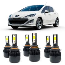 Lampadas Super Led Farol Baixo Alto Milha Peugeot 308 / 408 6000K