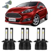 Lâmpadas Ultra Led Alto Baixo Milha Ford New Fiesta + T10