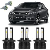 Lâmpadas Ultra Led Alto Baixo Milha Honda Civic + Pingo T10