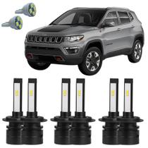 Lâmpadas Ultra Led Alto Baixo Milha Jeep Compass + Pingo T10
