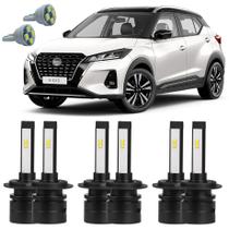 Lâmpadas Ultra Led Alto Baixo Milha Nissan Kicks + Pingo T10
