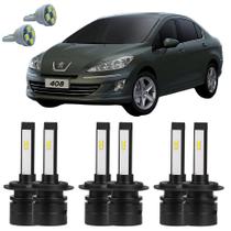 Lâmpadas Ultra Led Alto Baixo Milha Peugeot 408 + Pingo T10