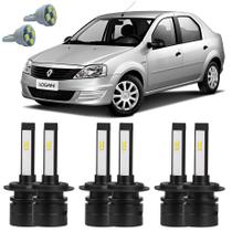 Lâmpadas Ultra Led Alto Baixo Milha Renault Logan + T10