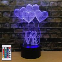 Lámpara 3D AZIMOM Globo de Corazón de Amor 16 Colores USB y Batería