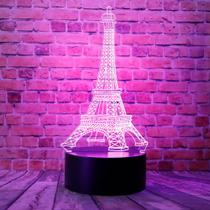 Lámpara bantogogo 3D Torre Eiffel LED luz nocturna 7 colores 5V