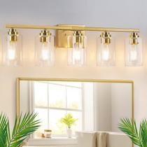 Lámpara de baño VerRon 79 cm 5 luces doradas para tocador Lámpara de baño VerRon 79 cm 5 luces doradas para tocador