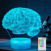 Lámpara de Ilusión 3D de Cerebro POSSHE, Luz Nocturna de 16 Colores con Control Remoto