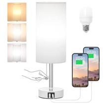 Lámpara de Mesa Hong-in para Noche con 3 Modos de Color y Puertos USB-A y USB-C