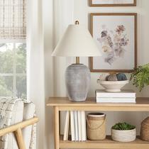 Lámpara de Mesa Nourison Home 58 cm Cerámica Rústica Marrón Gris