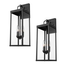 Lámpara de Pared Exterior Diyel 51 cm Metal Negro Vidrio Transparente