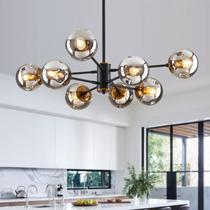 Lámpara de Techo DDLLDESHI de 8 Luces Sputnik en Negro y Dorado con Globo