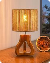 Lámpara EDISHINE de 37 cm con trípode de ratán y madera de rosa 110V Lámpara EDISHINE de 37 cm con trípode de ratán y madera de rosa 110V