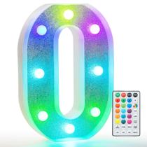 Lámpara Pooqla Número 0 Marquee Colorido RGB con Control Remoto y Batería Lámpara Pooqla Número 0 Marquee Colorido RGB con Control Remoto y Batería